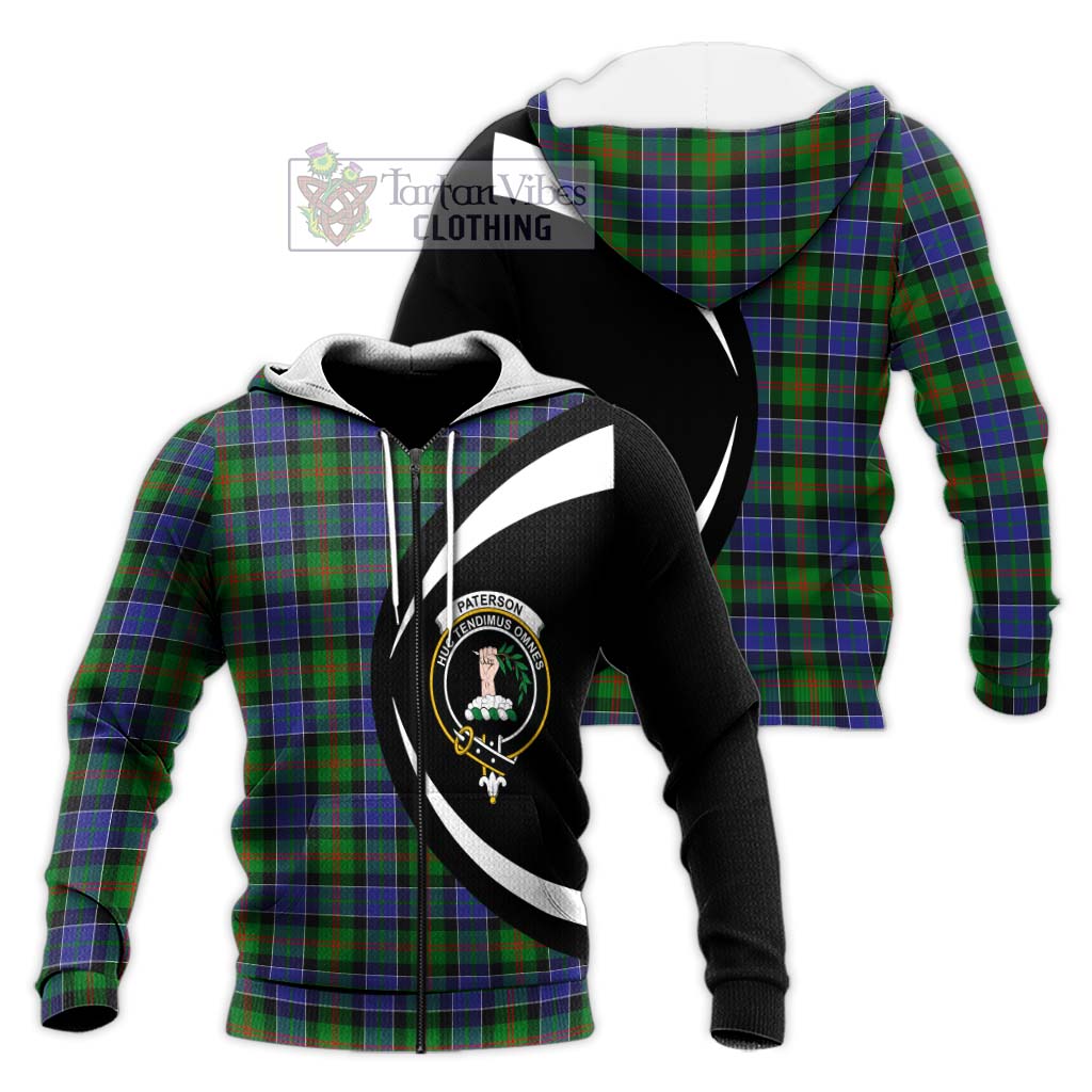 Paterson Tartan Knitted Hoodie with Family Crest Circle Style Unisex Knitted Zip Hoodie - Tartan Vibes Clothing