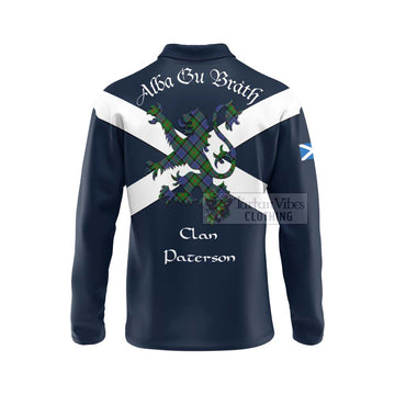 Paterson Tartan Lion Rampant Long Sleeve Polo Shirt  Proudly Display Your Heritage with Alba Gu Brath and Clan Name