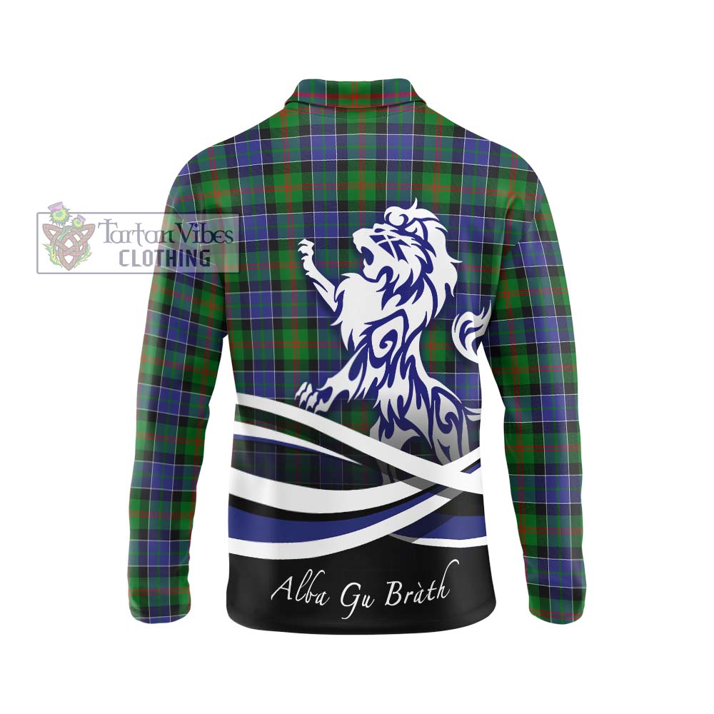 Paterson Tartan Long Sleeve Polo Shirt with Alba Gu Brath Regal Lion Emblem - Tartanvibesclothing Shop