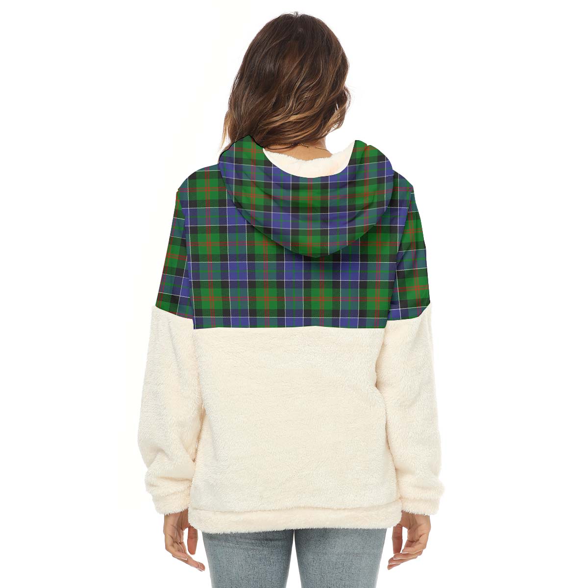 paterson-tartan-womens-borg-fleece-hoodie-with-half-zip-with-family-crest