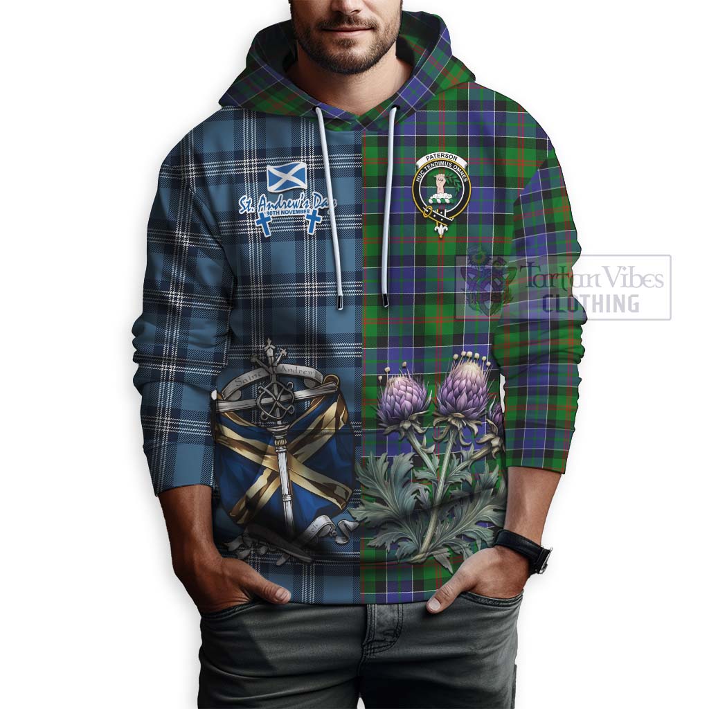 Tartan Vibes Clothing Paterson Tartan Hoodie Happy St. Andrew's Day Half Tartan Style