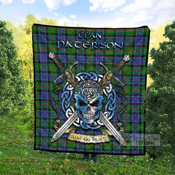 Paterson Tartan Quilt with Celtic Skull Alba Gu Brath Style