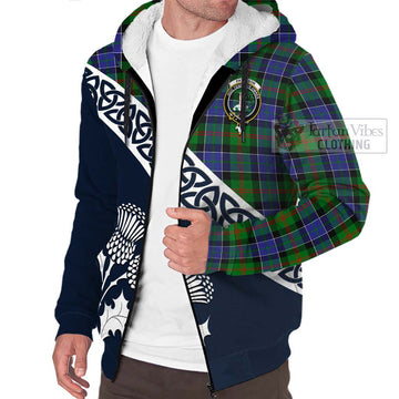 Paterson Tartan Sherpa Hoodie Featuring Thistle and Scotland Map