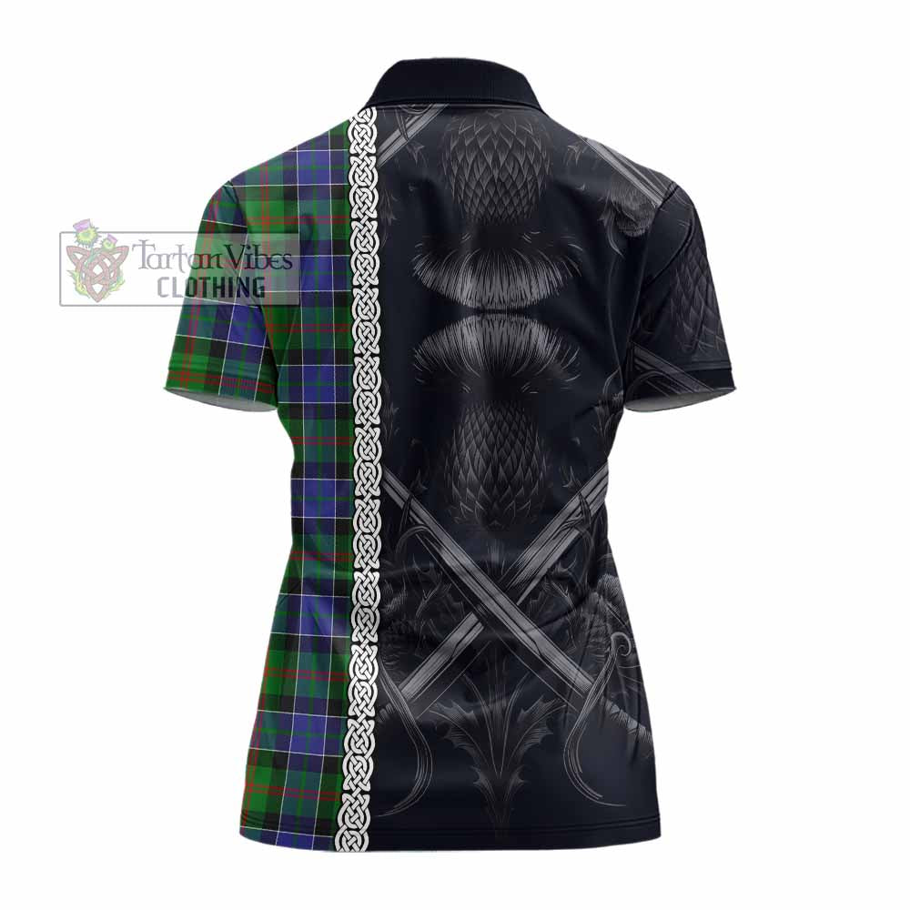 Tartan Vibes Clothing Paterson Tartan Women's Polo Shirt with Family Crest Cross Sword Thistle Celtic Vibes