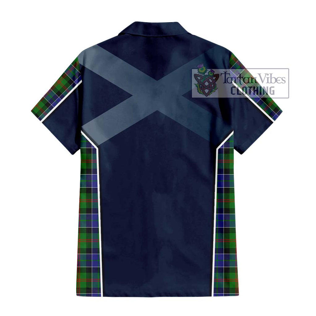 Paterson Tartan Short Sleeve Button Shirt with Family Crest and Lion Rampant Vibes Sport Style - Tartan Vibes Clothing