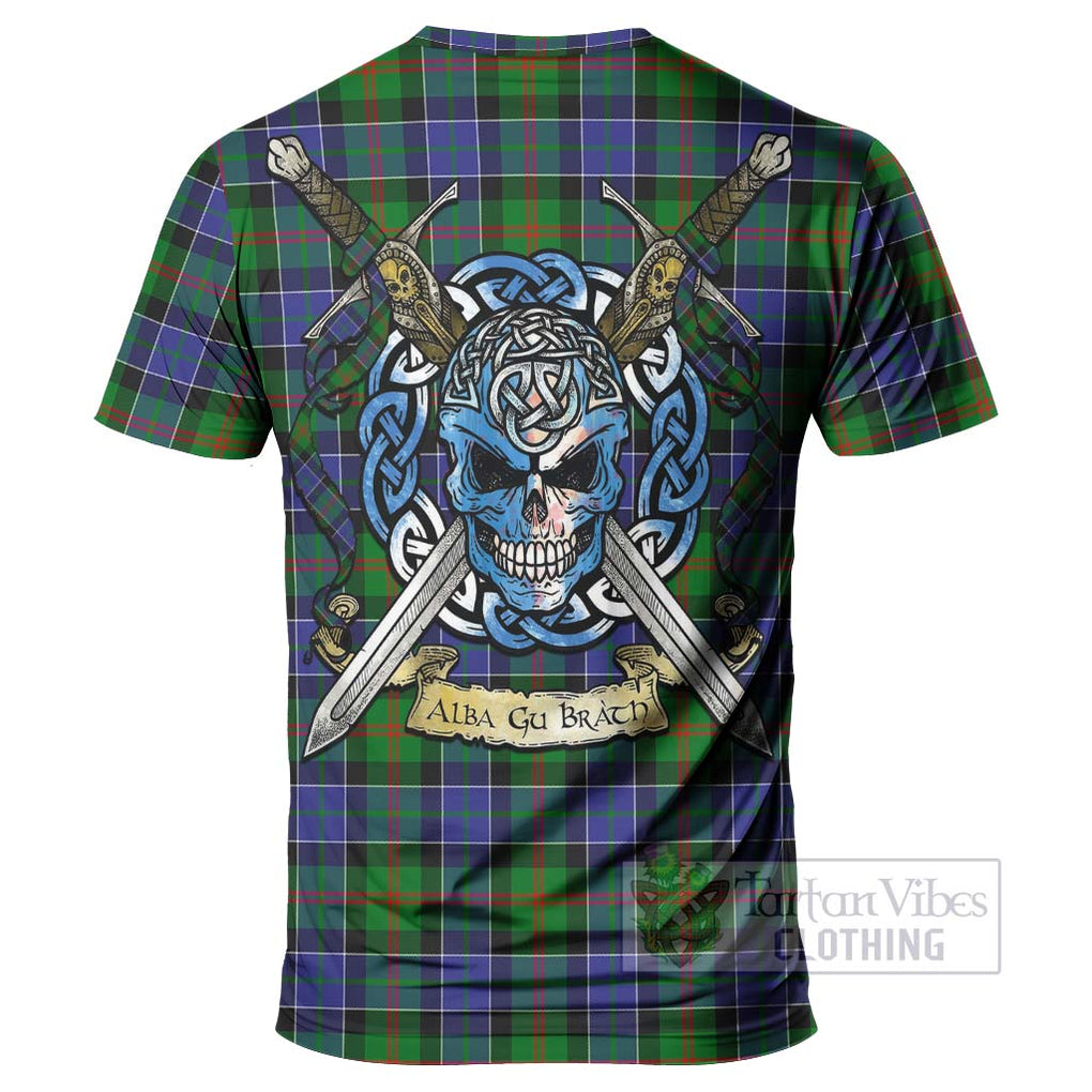 Tartan Vibes Clothing Paterson Tartan T-Shirt with Family Crest Celtic Skull Style