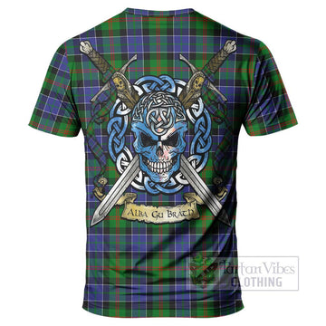 Paterson Tartan T-Shirt with Family Crest Celtic Skull Style