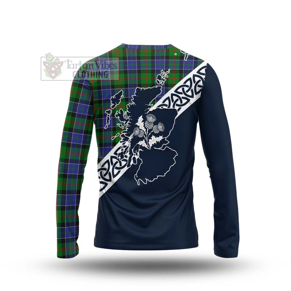 Tartan Vibes Clothing Paterson Tartan Long Sleeve T-Shirt Featuring Thistle and Scotland Map