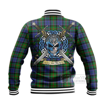 Paterson Tartan Baseball Jacket with Family Crest Celtic Skull Style