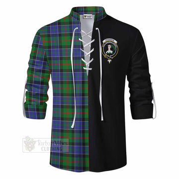 Paterson Tartan Ghillie Kilt Shirt with Family Crest and Half Of Me Style