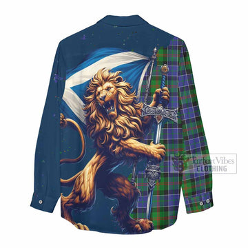 Paterson Tartan Family Crest Women's Casual Shirt with Scottish Majestic Lion