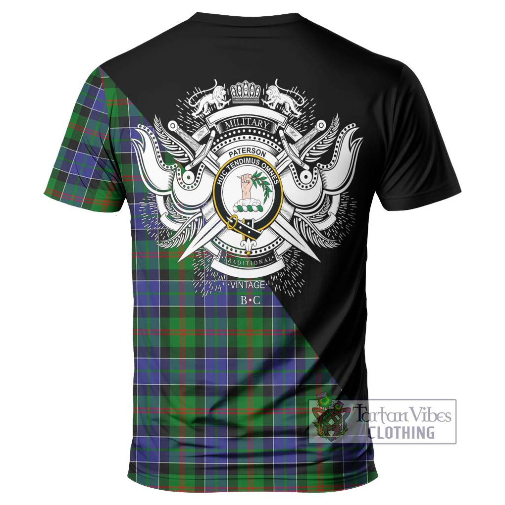 Paterson Tartan T-Shirt with Family Crest and Military Logo Style - Tartanvibesclothing Shop