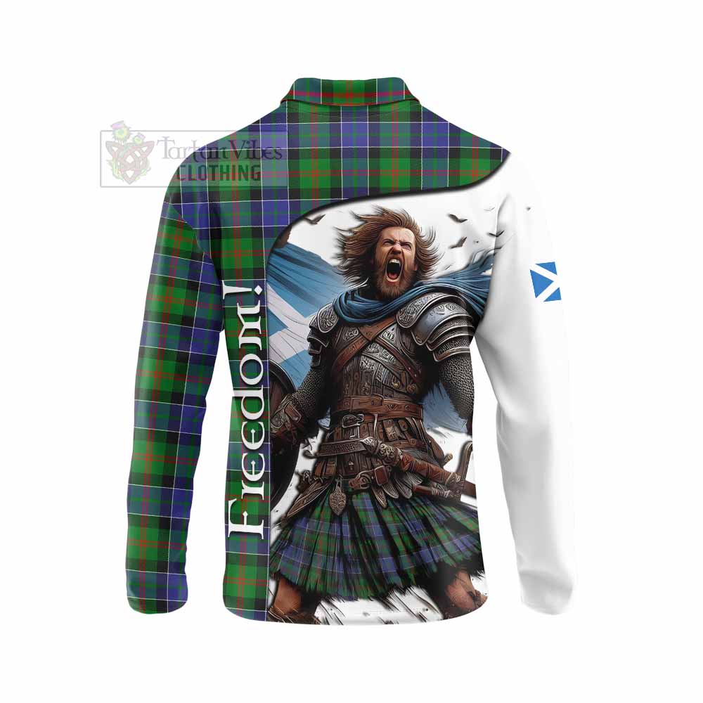 Tartan Vibes Clothing Paterson Crest Tartan Long Sleeve Polo Shirt Inspired by the Freedom of Scottish Warrior