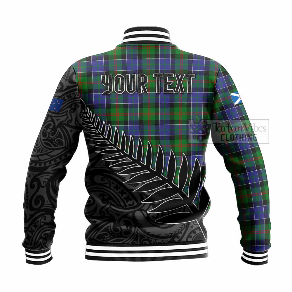 Tartan Vibes Clothing Paterson Crest Tartan Baseball Jacket with New Zealand Silver Fern Half Style