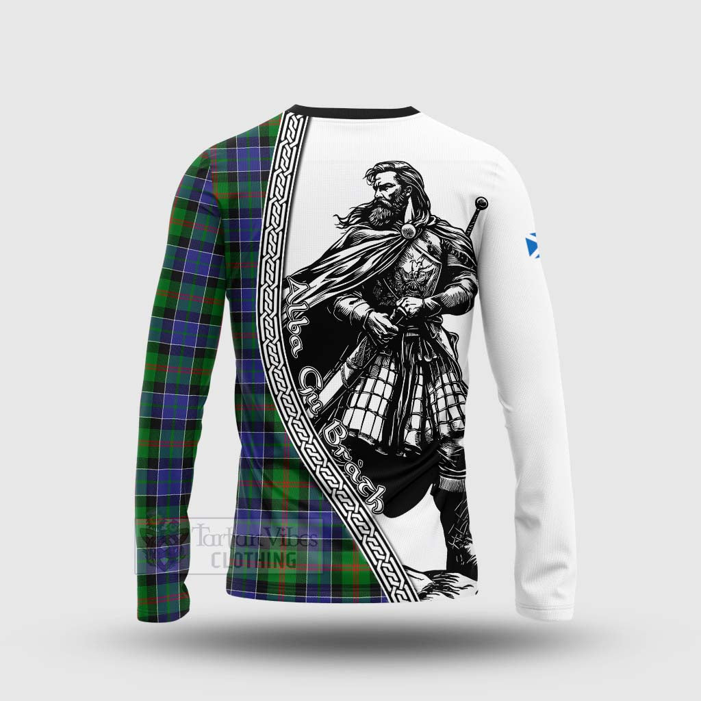 Tartan Vibes Clothing Paterson Tartan Clan Crest Long Sleeve T-Shirt with Highlander Warrior Celtic Style