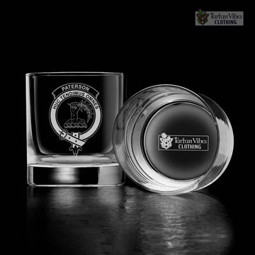 Paterson Clan Crest Engraved Whiskey Glass - 2D-tartanvibesclothing