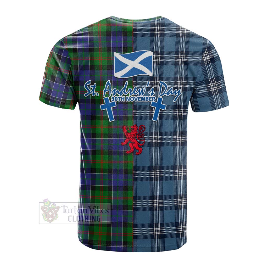 Tartan Vibes Clothing Paterson Tartan Cotton T-shirt Happy St. Andrew's Day Half Tartan Style