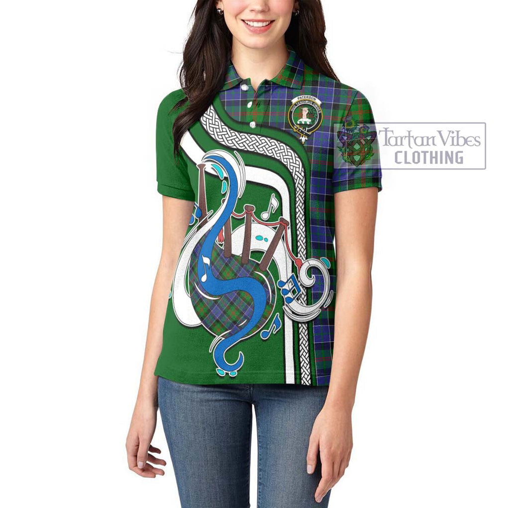 Paterson Tartan Women's Polo Shirt with Epic Bagpipe Style - Tartanvibesclothing Shop