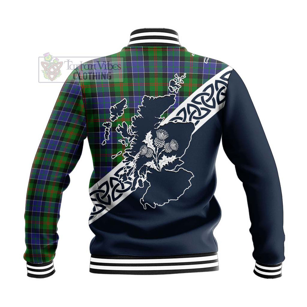 Tartan Vibes Clothing Paterson Tartan Baseball Jacket Featuring Thistle and Scotland Map