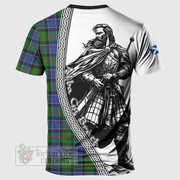 Paterson Tartan Clan Crest T-Shirt with Highlander Warrior Celtic Style