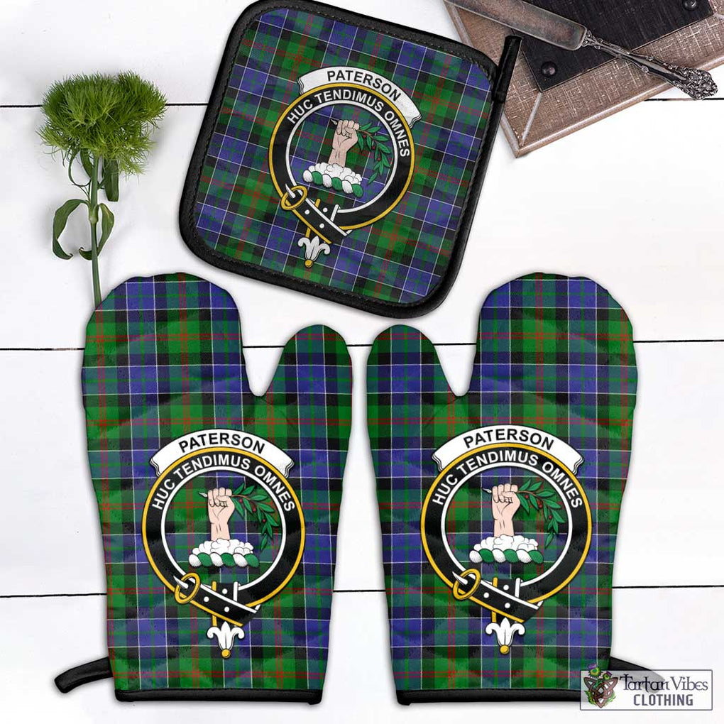 Paterson Tartan Combo Oven Mitt & Pot-Holder with Family Crest Black - Tartan Vibes Clothing