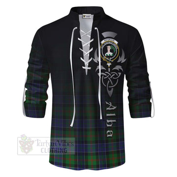 Paterson Tartan Ghillie Kilt Shirt Featuring Alba Gu Brath Family Crest Celtic Inspired