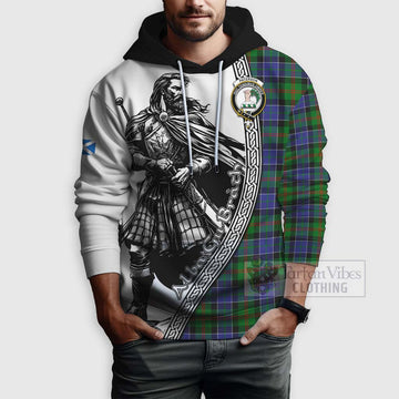 Paterson Tartan Clan Crest Hoodie with Highlander Warrior Celtic Style