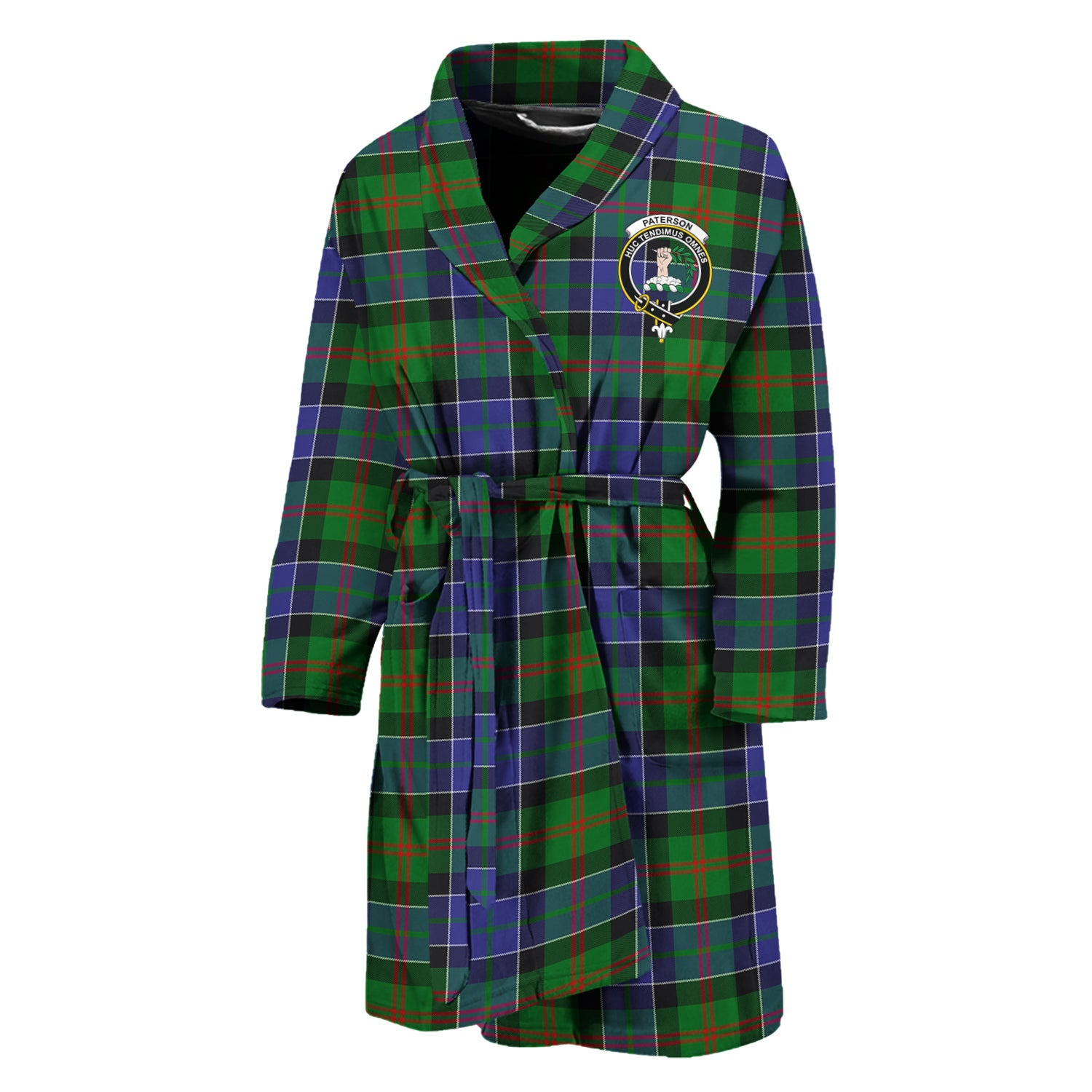 Paterson Tartan Bathrobe with Family Crest Unisex M - Tartan Vibes Clothing