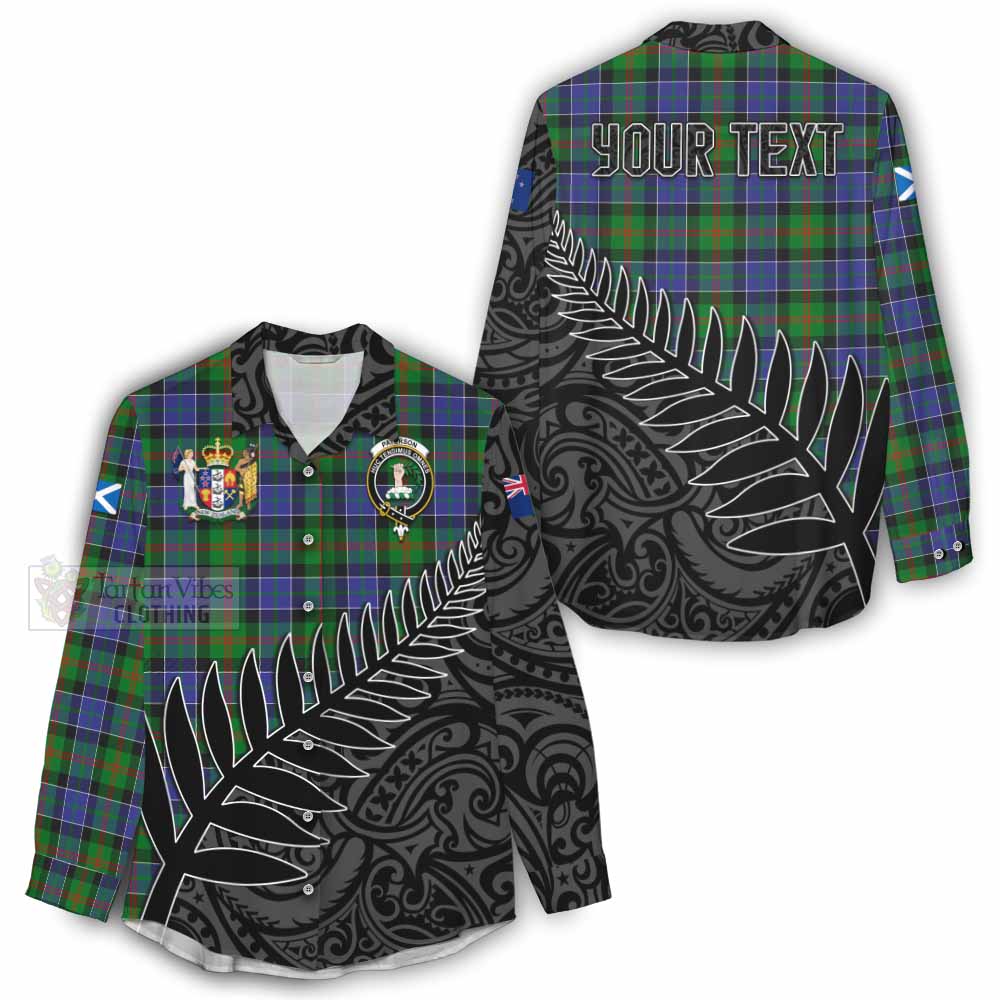 Tartan Vibes Clothing Paterson Crest Tartan Women's Casual Shirt with New Zealand Silver Fern Half Style