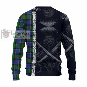 Paterson Tartan Knitted Sweater with Family Crest Cross Sword Thistle Celtic Vibes