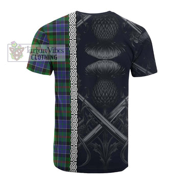 Paterson Tartan Cotton T-shirt with Family Crest Cross Sword Thistle Celtic Vibes