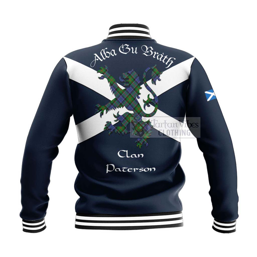 Paterson Tartan Lion Rampant Baseball Jacket Proudly Display Your Heritage with Alba Gu Brath and Clan Name - Tartan Vibes Clothing