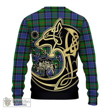 Paterson Tartan Ugly Sweater with Family Crest Celtic Wolf Style