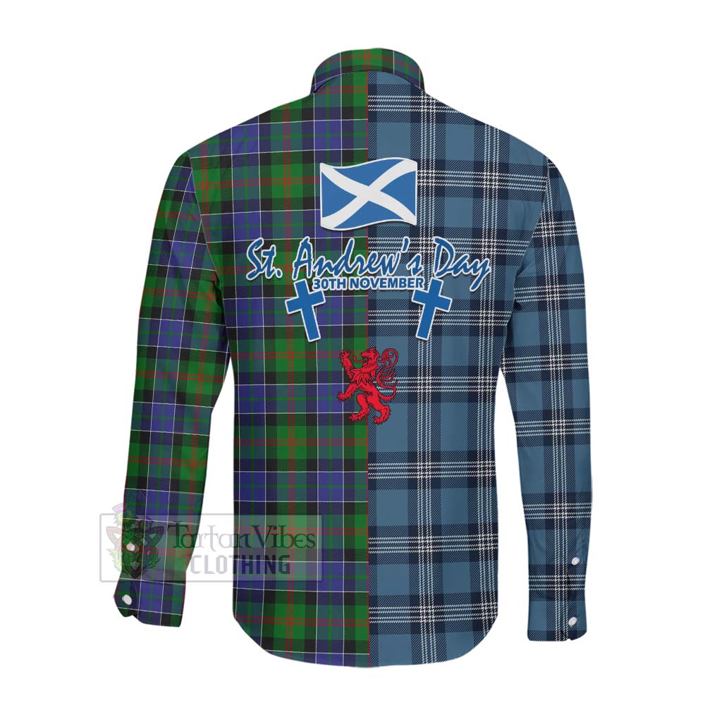 Tartan Vibes Clothing Paterson Tartan Long Sleeve Button Shirt Happy St. Andrew's Day Half Tartan Style