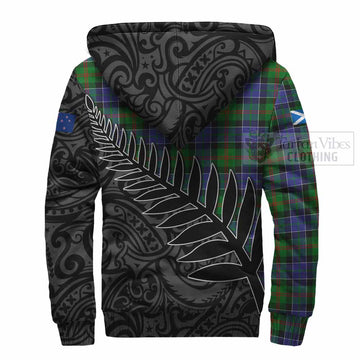 Paterson Crest Tartan Sherpa Hoodie with New Zealand Silver Fern Half Style