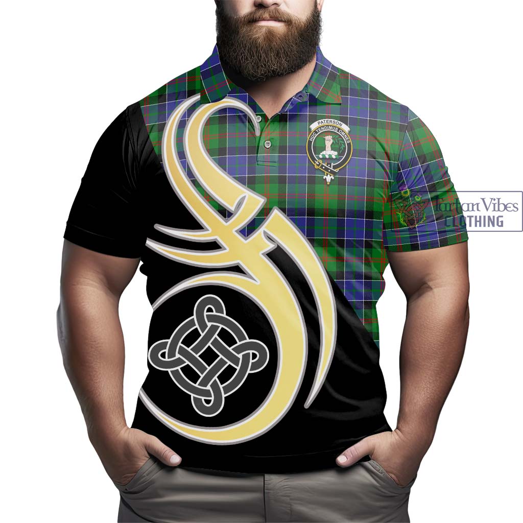 Paterson Tartan Polo Shirt with Family Crest and Celtic Symbol Style - Tartan Vibes Clothing