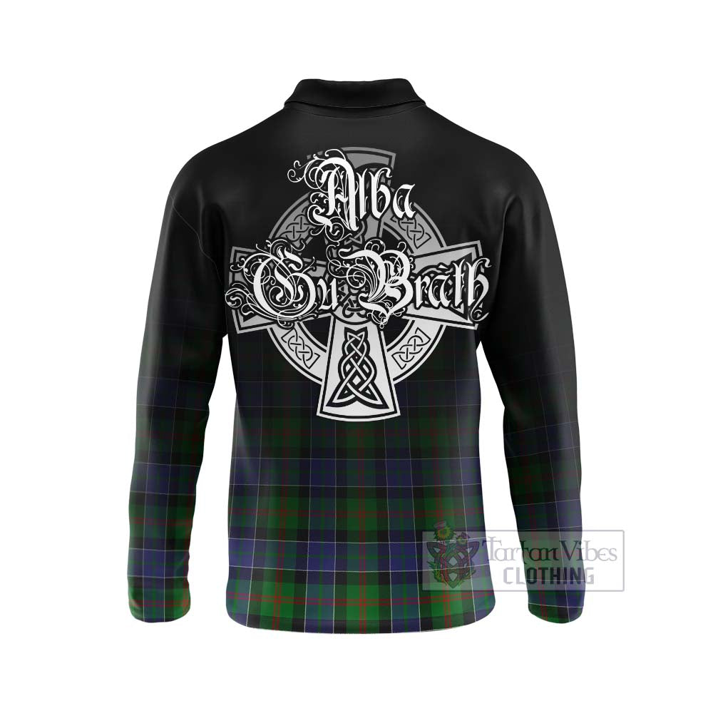 Tartan Vibes Clothing Paterson Tartan Long Sleeve Polo Shirt Featuring Alba Gu Brath Family Crest Celtic Inspired