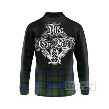 Paterson Tartan Long Sleeve Polo Shirt Featuring Alba Gu Brath Family Crest Celtic Inspired