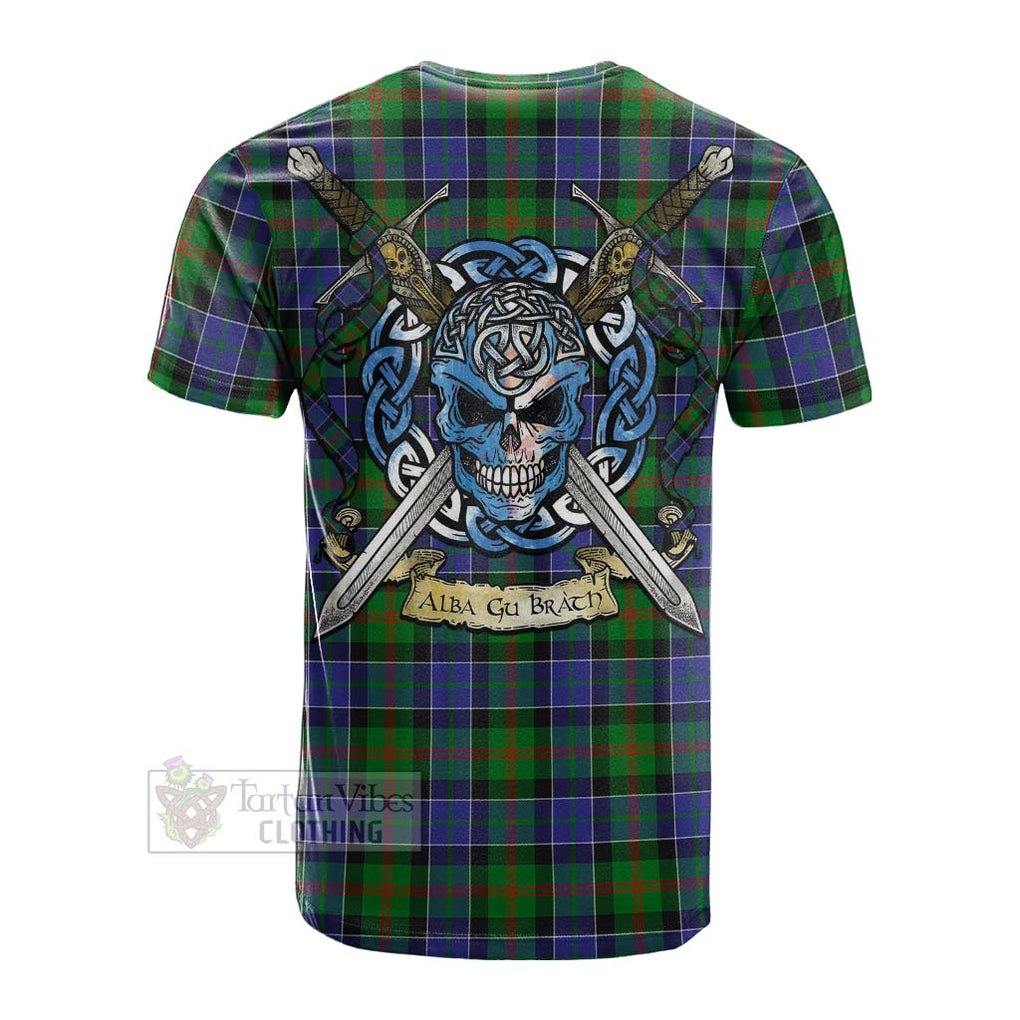 Tartan Vibes Clothing Paterson Tartan Cotton T-shirt with Family Crest Celtic Skull Style