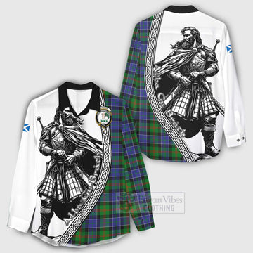 Paterson Tartan Clan Crest Women's Casual Shirt with Highlander Warrior Celtic Style