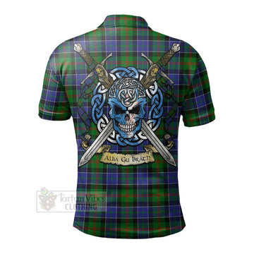 Paterson Tartan Polo Shirt with Family Crest Celtic Skull Style