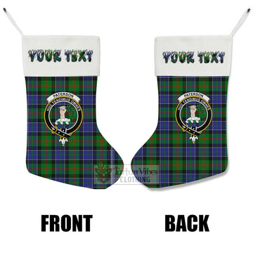 Paterson Tartan Family Crest Christmas Stocking with Personalized Text