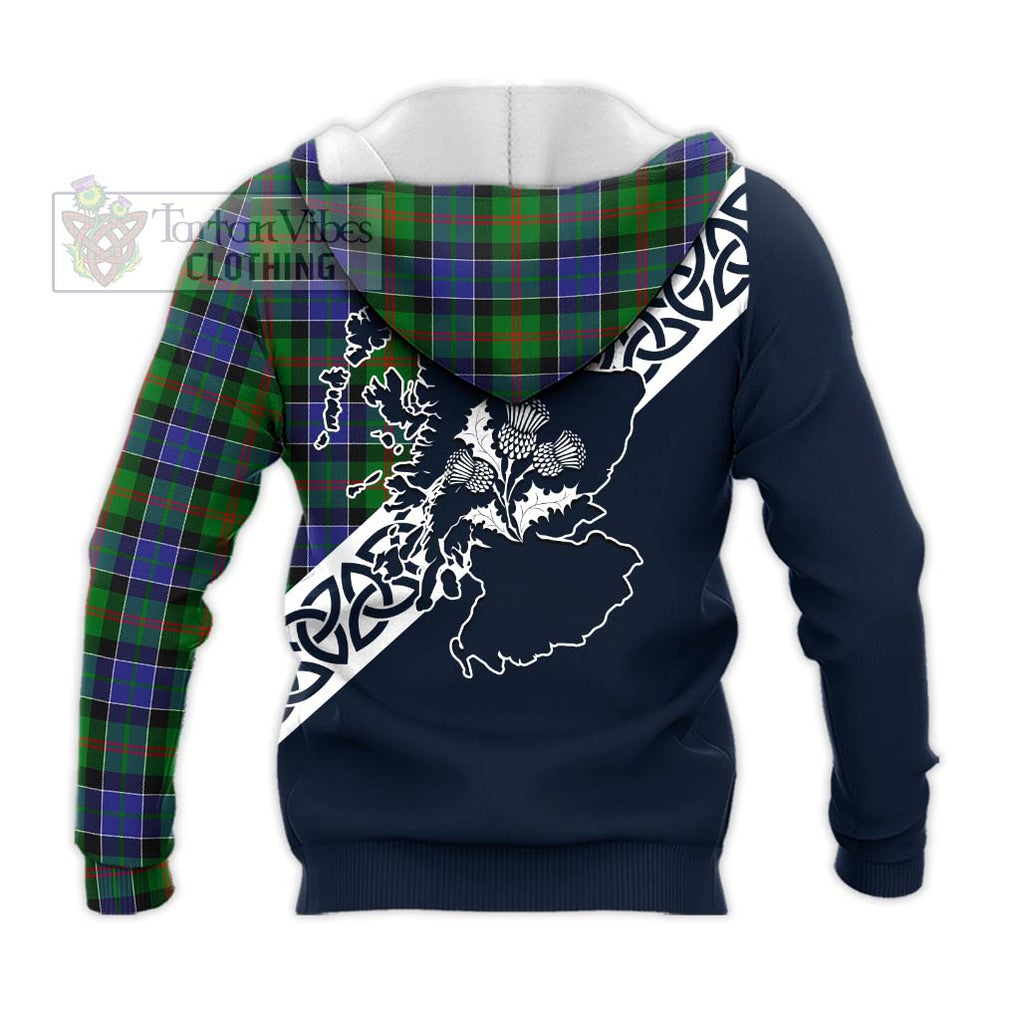 Tartan Vibes Clothing Paterson Tartan Knitted Hoodie Featuring Thistle and Scotland Map