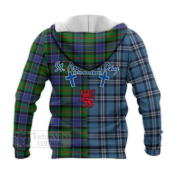 Paterson Tartan Knitted Hoodie Happy St. Andrew's Day Half Tartan Style