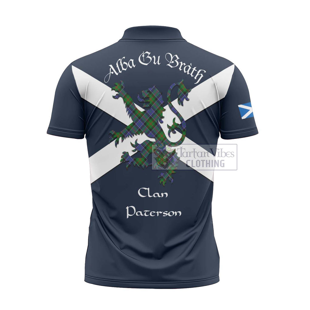 Tartan Vibes Clothing Paterson Tartan Lion Rampant Zipper Polo Shirt – Proudly Display Your Heritage with Alba Gu Brath and Clan Name