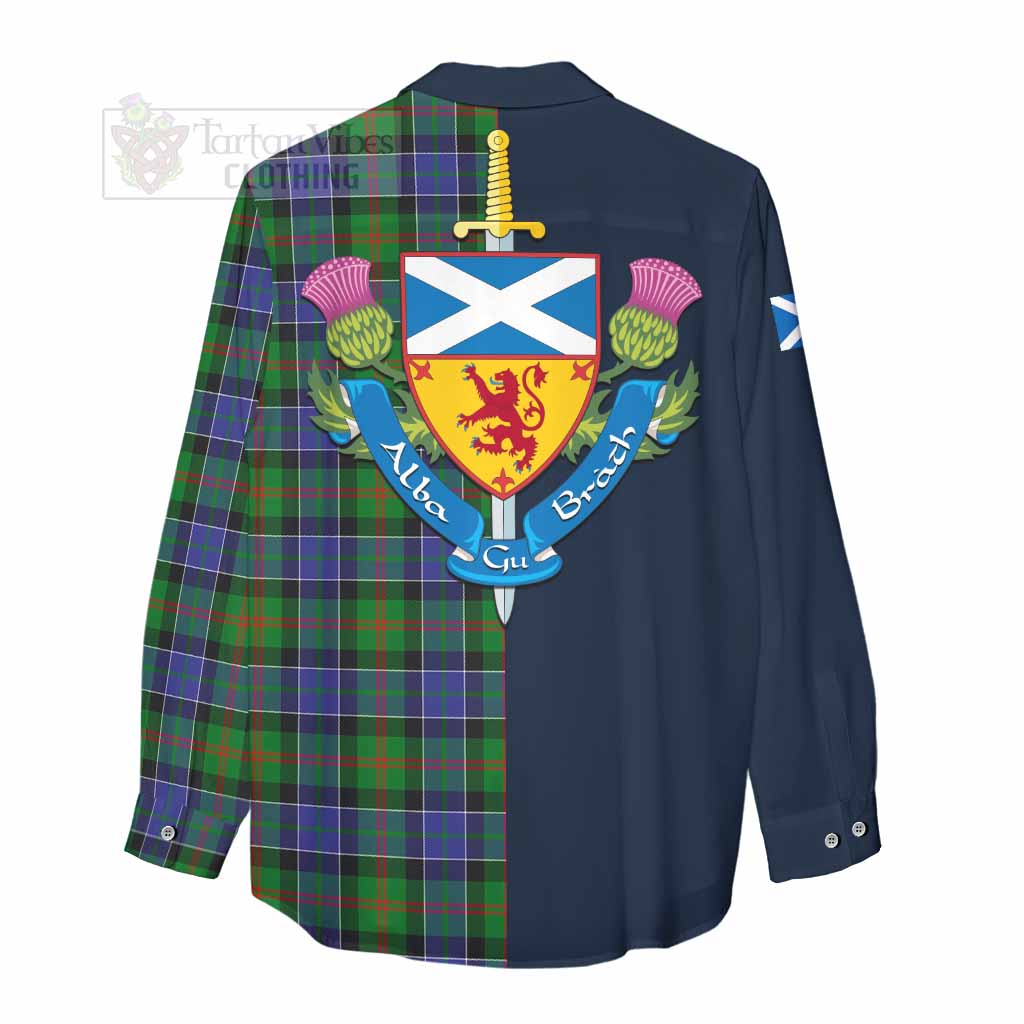 Tartan Vibes Clothing Paterson Tartan Women's Casual Shirt Alba with Scottish Lion Royal Arm Half Style