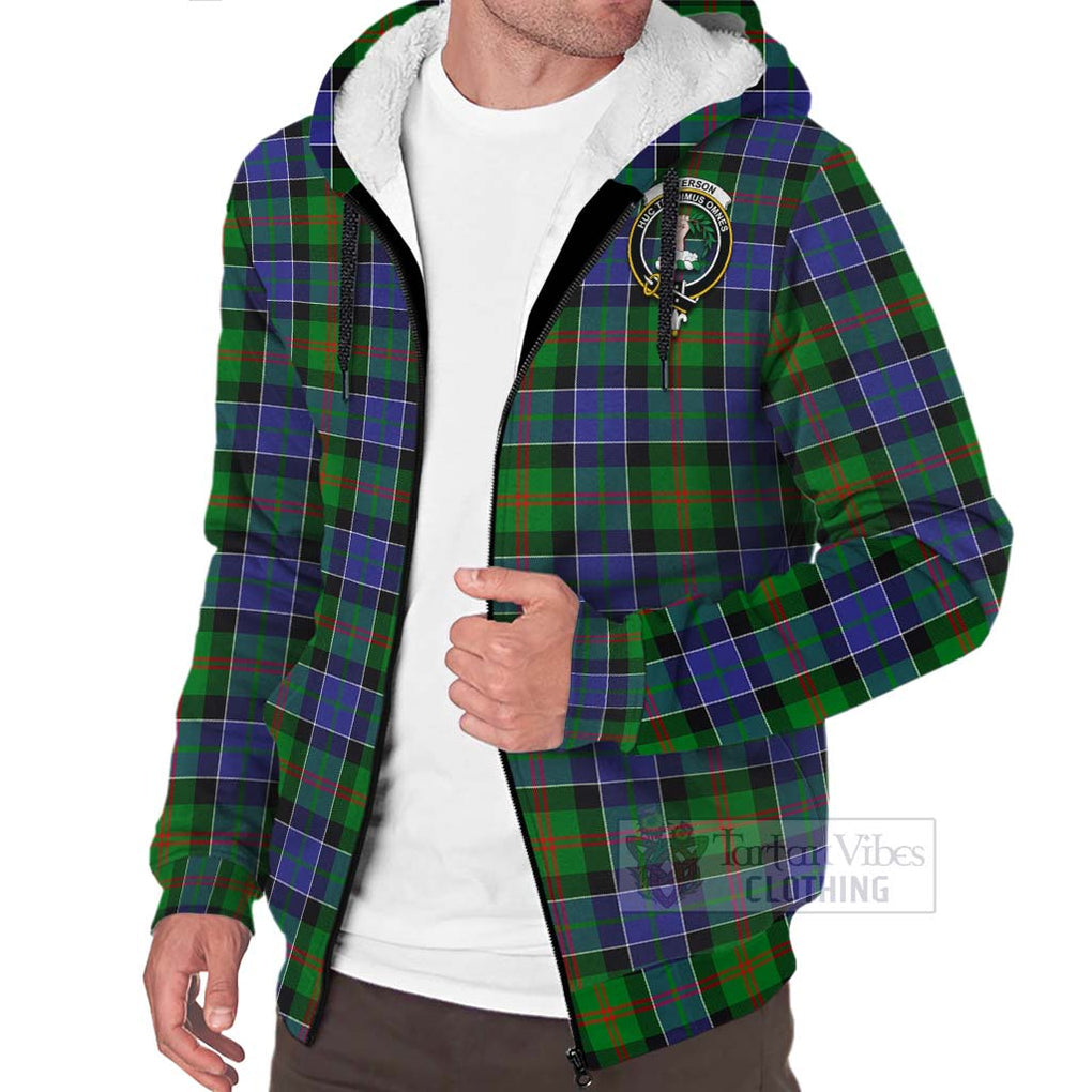 Tartan Vibes Clothing Paterson Tartan Sherpa Hoodie with Family Crest and Bearded Skull Holding Bottles of Whiskey