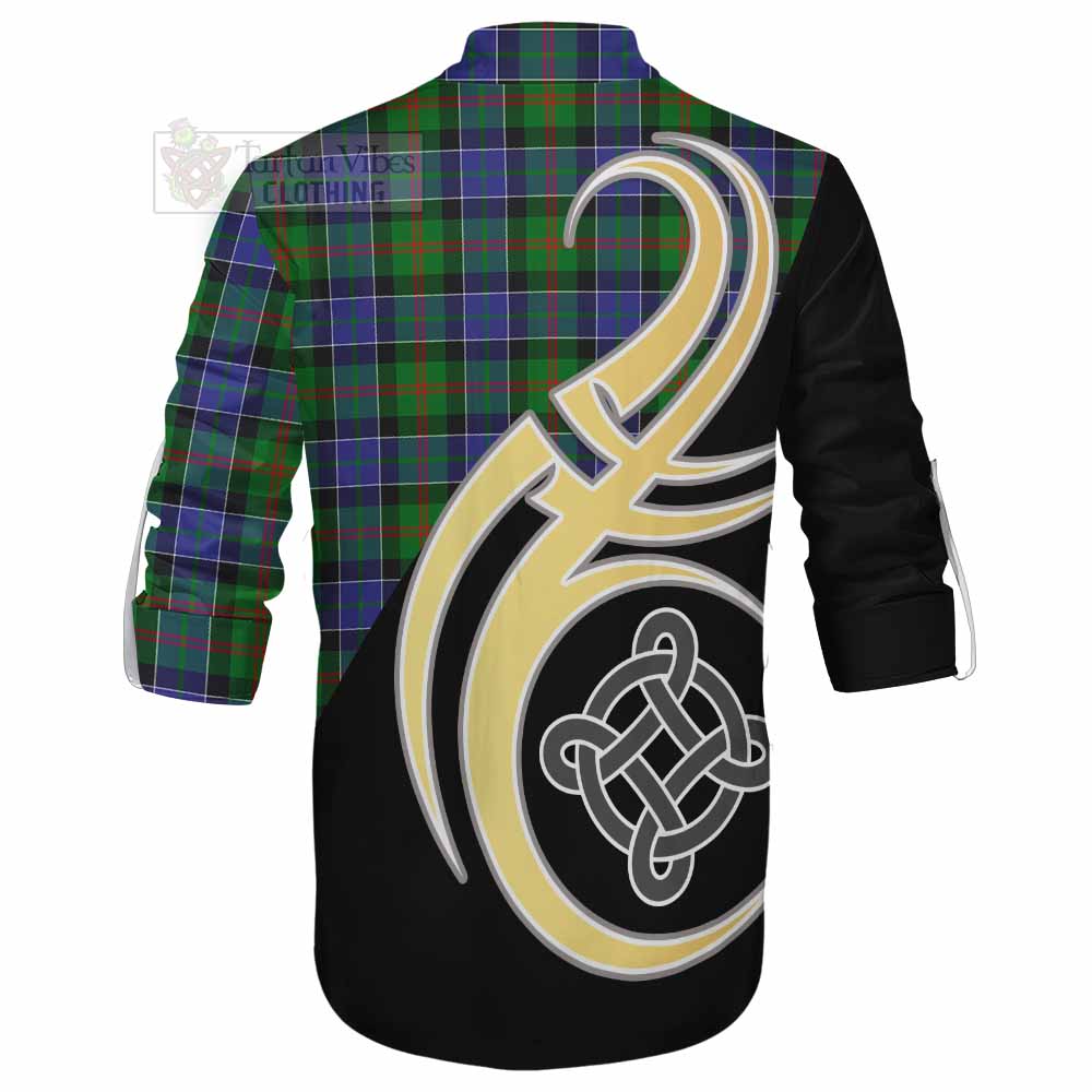 Tartan Vibes Clothing Paterson Tartan Ghillie Kilt Shirt with Family Crest and Celtic Symbol Style