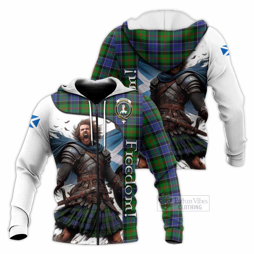 Tartan Vibes Clothing Paterson Crest Tartan Knitted Hoodie Inspired by the Freedom of Scottish Warrior