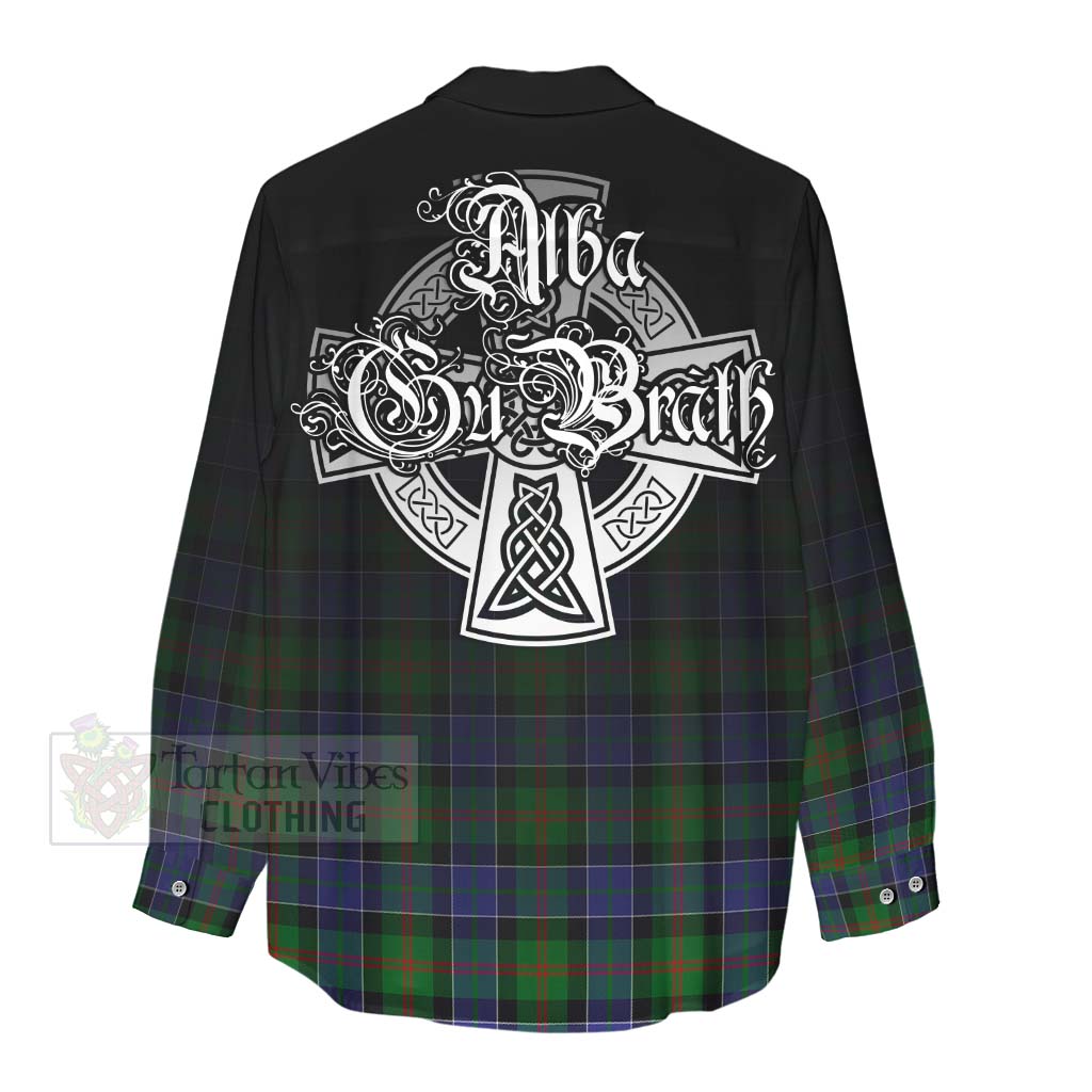 Tartan Vibes Clothing Paterson Tartan Women's Casual Shirt Featuring Alba Gu Brath Family Crest Celtic Inspired